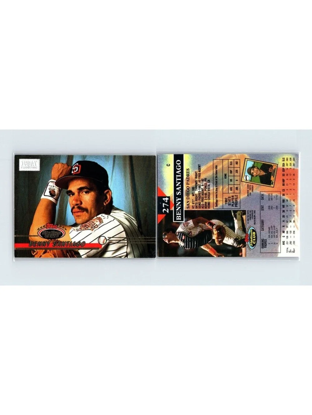 1993 Topps Stadium Club Benny Santiago #274 1st Day Production San Diego Padres